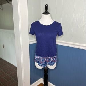 Express blouse top paisley short sleeve